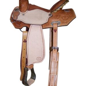 14" to 16" HR Hud Roberts Barrel Diagonal Corners Hand Tooled Floral Saddle 388