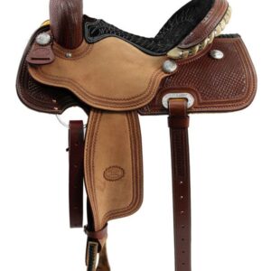 14" - 16" Billy Cook Half Breed Waffle Tooled Barrel Saddle 1907