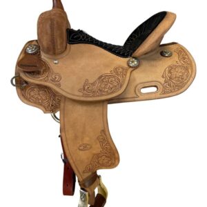 14" - 17" Billy Cook BW Roughout Floral Barrel Saddle 1935